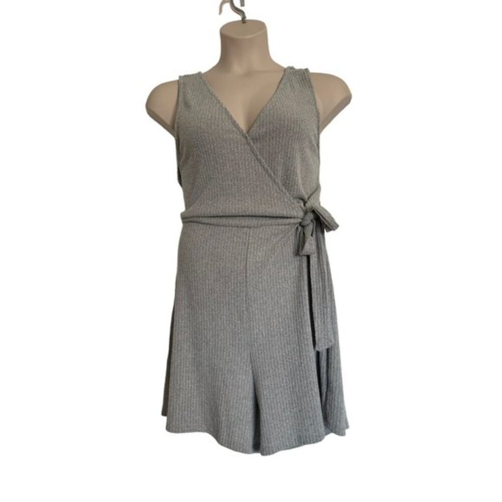 NWT - HEATHERLY Delia Side Tie Knit Romper in Light Gray  Size 1X Stretchy